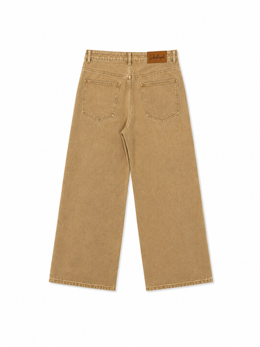 Beige wide-leg jeans in wassing